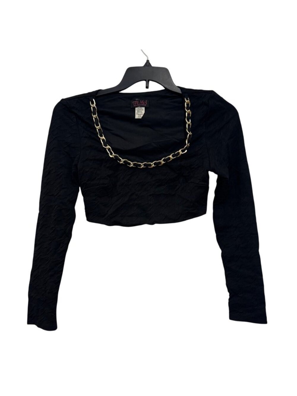 Hot Miami Styles Black Cropped Top With Gold Chain Size L
